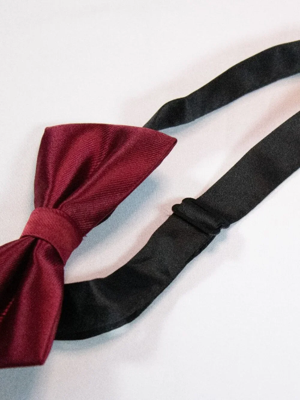 Boys Burgundy Satin Adjustable Bow Tie